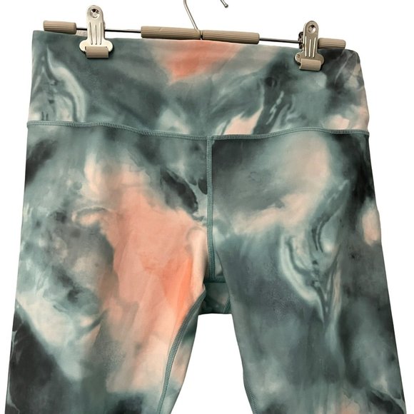 Athleta Womens Green Peach Marble Print Elation 7/8 Tight Leggings Size Large - Picture 2 of 5